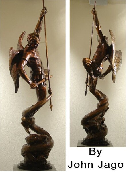Saint Michael Life-Size Bronze Statue by Sculptor John Jago